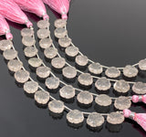 10 Pcs Rose Quartz Carved Gemstone Beads, Rose Quartz Flower Carving Heart Shape Beads for Jewelry Making, 12x12mm