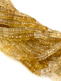 16” Natural Citrine Faceted Heishi Beads, Gemstone Wholesale Beads, Citrine Tyre Shape Disc Beads, AAA Grade Citrine Beads