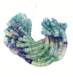 16” Natural Multi Fluorite Faceted Heishi Gemstone Beads, Fluorite Tyre Shape Disc Beads , Wholesale Bulk Beads, 6mm - 7mm