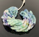 16” Natural Multi Fluorite Faceted Heishi Gemstone Beads, Fluorite Tyre Shape Disc Beads , Wholesale Bulk Beads, 6mm - 7mm