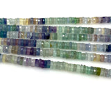 16” Natural Multi Fluorite Faceted Heishi Gemstone Beads, Fluorite Tyre Shape Disc Beads , Wholesale Bulk Beads, 6mm - 7mm