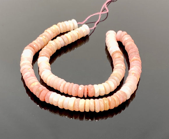 16” Pink Opal Faceted Heishi Gemstone Beads, Pink Opal Tyre Shape Disc Beads, Bulk Wholesale Beads, AA+ Grade 8.5mm- 9mm