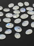5Pcs/ 10 Pcs Natural Rainbow Moonstone Rosecuts, Moonstone Rosecut Faceted Slices, Loose Gemstone Ring Stones, 10x8mm - 15x11mm