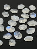 5Pcs/ 10 Pcs Natural Rainbow Moonstone Rosecuts, Moonstone Rosecut Faceted Slices, Loose Gemstone Ring Stones, 10x8mm - 15x11mm