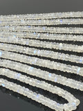 Rainbow Moonstone Heishi Beads, Blue Flash Rainbow Moonstone Gemstone Faceted Tyre Beads, Jewelry Supplies, Wholesale Bulk Beads, 16” Strand