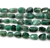 9.5" Natural Emerald Faceted Nugget Beads, Spiritual Energy Healing Gemstone Beads, Crystal Chakra Bulk Wholesale DIY Jewelry Making Beads