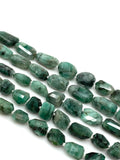 9.5" Natural Emerald Faceted Nugget Beads, Spiritual Energy Healing Gemstone Beads, Crystal Chakra Bulk Wholesale DIY Jewelry Making Beads