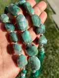 9.5" Natural Emerald Faceted Nugget Beads, Spiritual Energy Healing Gemstone Beads, Crystal Chakra Bulk Wholesale DIY Jewelry Making Beads