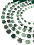 Natural Emerald Gemstone Beads, Emerald Faceted Heart Shape Beads for Jewelry Making, May Birthstone Jewelry Supplies, 8” Strand