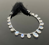 16pcs Rainbow Moonstone Gemstone Beads, Moonstone Smooth Pear Shape Beads, Jewelry Supplies, Wholesale Bulk Beads, 7x5mm - 15x7mm