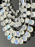 8” Rainbow Moonstone Gemstone Beads, Moonstone Faceted Drops, Jewelry Supplies, Wholesale Bulk Beads