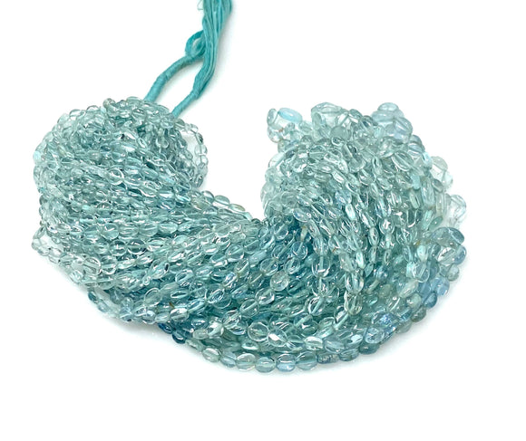 15” Blue Aquamarine Gemstone Beads, Aquamarine Nugget Smooth Beads, Bulk Wholesale Beads, 4x3mm - 7x6mm