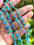 7” Turquoise Gemstone Beads Natural Arizona Turquoise Faceted Pear Shape Beads Jewelry Supplies for DIY Jewelry Making, Bulk Wholesale Beads