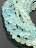 Aqua Chalcedony Faceted Coin Beads, Gemstone Beads, Jewelry Supplies Wholesale Bulk Beads, 6mm -6.5mm, 8" Strand