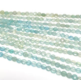 Aqua Chalcedony Faceted Coin Beads, Gemstone Beads, Jewelry Supplies Wholesale Bulk Beads, 6mm -6.5mm, 8" Strand