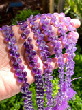 8” Natural Amethyst Faceted Heart Shape Beads, Jewelry Making Supplies Wholesale Gemstone Beads, 7mm - 8mm