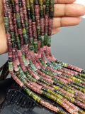 14.5" Natural Tourmaline Gemstone Beads, Watermelon Color Tourmaline Beads, Jewelry Supplies, Wholesale Beads, Faceted Heishi Beads