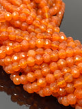 10” Carnelian Gemstone Beads, Natural Carnelian Faceted Round Beads, Jewelry Supplies Bulk Wholesale Beads, 5mm - 5.5mm