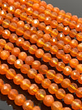 10” Carnelian Gemstone Beads, Natural Carnelian Faceted Round Beads, Jewelry Supplies Bulk Wholesale Beads, 5mm - 5.5mm