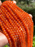10” Carnelian Gemstone Beads, Natural Carnelian Faceted Round Beads, Jewelry Supplies Bulk Wholesale Beads, 5mm - 5.5mm