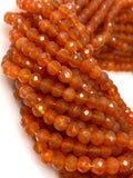 10” Carnelian Gemstone Beads, Natural Carnelian Faceted Round Beads, Jewelry Supplies Bulk Wholesale Beads, 5mm - 5.5mm