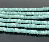 16” Amazonite Faceted Heishi Beads, Peruvian Amazonite Tyre Shape Gemstone Beads, Bulk Wholesale Beads, AAA Grade 5.5mm - 6mm