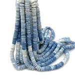 16” Blue Opal Faceted Heishi Beads, Shaded Blue Opal Tyre Shape Gemstone Beads, Bulk Wholesale Beads, 7mm - 7.5mm