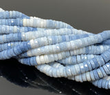 16” Blue Opal Faceted Heishi Beads, Shaded Blue Opal Tyre Shape Gemstone Beads, Bulk Wholesale Beads, Blue Opal Beads