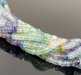 16” Natural Multi Fluorite Faceted Heishi Gemstone Beads, Fluorite Tyre Shape Disc Beads , Wholesale Bulk Beads, 6mm - 7mm