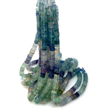 16” Natural Multi Fluorite Faceted Heishi Gemstone Beads, Fluorite Tyre Shape Disc Beads , Wholesale Bulk Beads, 6mm - 7mm
