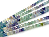 16” Natural Multi Fluorite Faceted Heishi Gemstone Beads, Fluorite Tyre Shape Disc Beads , Wholesale Bulk Beads, 6mm - 7mm