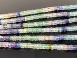 16” Natural Multi Fluorite Faceted Heishi Gemstone Beads, Fluorite Tyre Shape Disc Beads , Wholesale Bulk Beads, 6mm - 7mm