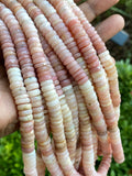 16” Pink Opal Faceted Heishi Gemstone Beads, Pink Opal Tyre Shape Disc Beads, Bulk Wholesale Beads, AA+ Grade 8.5mm- 9mm