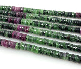 16” Ruby Zoisite Faceted Heishi Gemstone Beads, Tyre Shape Disc Wholesale Bulk Beads, 7mm - 7.5mm