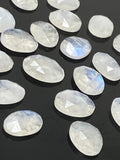 5Pcs/ 10 Pcs Natural Rainbow Moonstone Rosecuts, Moonstone Rosecut Faceted Slices, Loose Gemstone Ring Stones, 10x8mm - 15x11mm