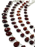 8" Mozambique Garnet Gemstone Beads, Garnet Pear Shape Faceted Beads Jewelry Supplies for Jewelry Making, Wholesale Bulk Beads