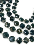 Natural Green Moss Agate Gemstone Beads, Moss Agate Faceted Fancy Diamond Shape Bulk Wholesale Beads, 10mm - 11mm, 7.5" Strand