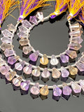 Ametrine Faceted Drop Beads, Ametrine Gemstone Beads for Jewelry Making, 10x6mm - 14x9mm, 16 Pcs