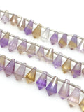 Ametrine Faceted Drop Beads, Ametrine Gemstone Beads for Jewelry Making, 10x6mm - 14x9mm, 16 Pcs