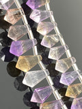 Ametrine Faceted Drop Beads, Ametrine Gemstone Beads for Jewelry Making, 10x6mm - 14x9mm, 16 Pcs