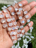 Rainbow Moonstone Gemstone Beads, Moonstone Smooth Pear Shape Beads, Jewelry Supplies, Wholesale Bulk Beads, 8" Strand