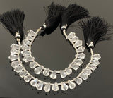 19 Pcs Clear Crystal Quartz Fancy Faceted Drop Beads, Clear Crystal Quartz Gemstone Beads for Jewelry Making, 11x7.5mm - 14x8mm