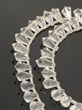 19 Pcs Clear Crystal Quartz Fancy Faceted Drop Beads, Clear Crystal Quartz Gemstone Beads for Jewelry Making, 11x7.5mm - 14x8mm