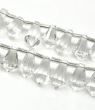 19 Pcs Clear Crystal Quartz Fancy Faceted Drop Beads, Clear Crystal Quartz Gemstone Beads for Jewelry Making, 11x7.5mm - 14x8mm