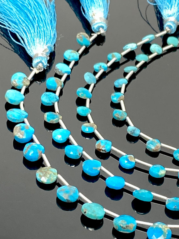 7” Turquoise Gemstone Heart Shape Beads, Arizona Turquoise Faceted Beads, Bulk Wholesale Beads