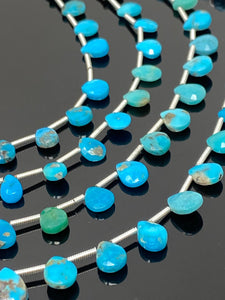 7” Turquoise Gemstone Beads Natural Arizona Turquoise Faceted Pear Shape Beads Jewelry Supplies for DIY Jewelry Making, Bulk Wholesale Beads