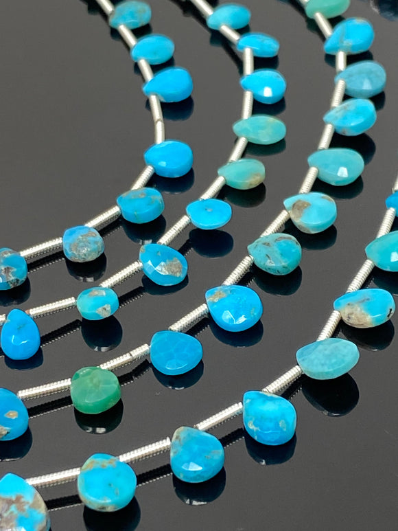 7” Turquoise Gemstone Beads Natural Arizona Turquoise Faceted Pear Shape Beads Jewelry Supplies for DIY Jewelry Making, Bulk Wholesale Beads