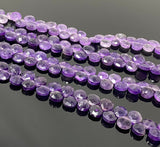 8” Natural Amethyst Faceted Heart Shape Beads, Jewelry Making Supplies Wholesale Gemstone Beads, 7mm - 8mm