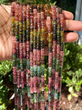 14.5" Natural Tourmaline Gemstone Beads, Watermelon Color Tourmaline Beads, Jewelry Supplies, Wholesale Beads, Faceted Heishi Beads