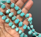 7" Amazonite Gemstone Fancy Twisted Drop Faceted Beads, Jewelry Supplies forJewelry Making, Wholesale Bulk Beads, 10x6mm - 12x8mm